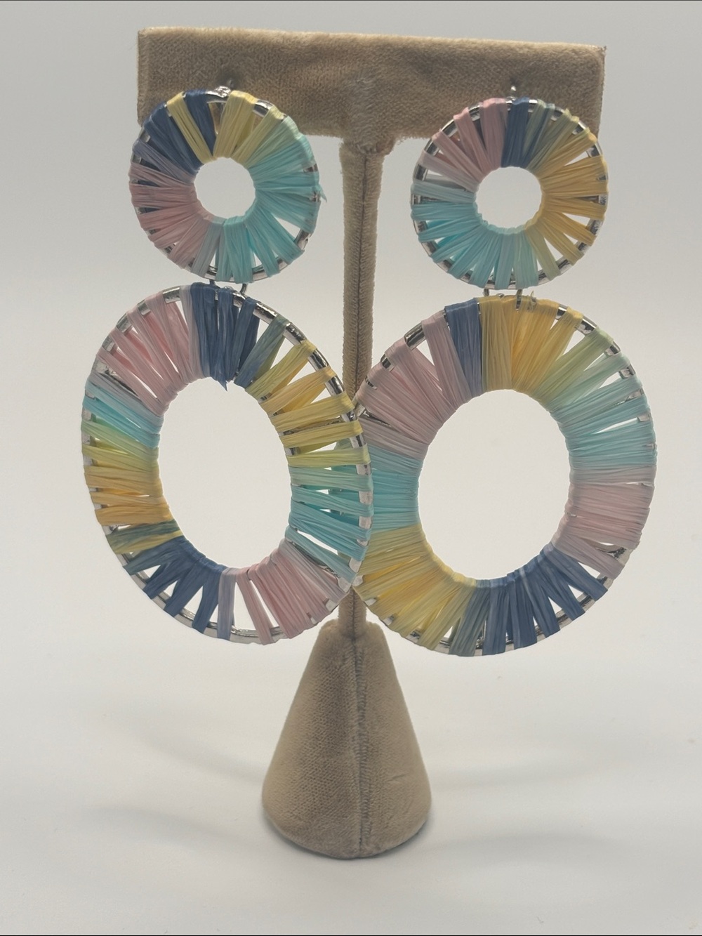 Handcrafted Multicolor Raffia Hoop Earrings - Women Jewelry